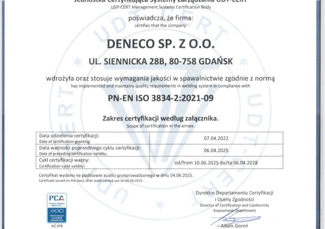 Certyfikat Deneco2